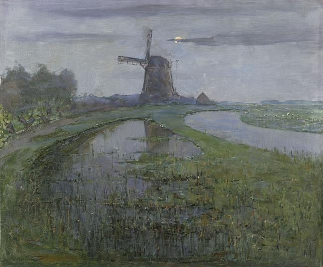 Piet Mondrian / Oostzijdse mill along the river Gein by moonlight / c. 1903 / oil paint on canvas / 63 x 75,4 cm / Rijksmuseum